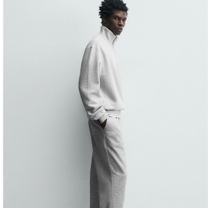 Sweat-shirt décontracté unisexe à demi-zip, col montant, en coton uni, style streetwear - Product Image 3
