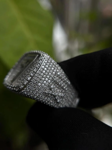 Moissanite Iced Out Signet <b>Ring</b> Square Top Pavé Luxury Hip Hop Statement <b>Ring</b> Sparkling <b>Mens</b> Jewelry Gift - Product Image 6