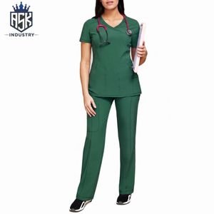 Exclusive <b>Suit</b> Stretch <b>Scrubs</b> Medical Uniform Woman Nurse Sets Hospital Lab Cotton Fabric Women Doctor's <b>Scrub</b> <b>Suit</b> OEM Size - Product Image 1