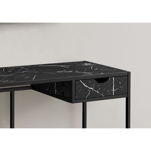 Scrivania Moderna per Ufficio Domestico da 42 Pollici con Laminato Effetto Marmo Nero e Design Contemporaneo in Metallo, Cassetto Portaoggetti per Laptop - Product Image 3