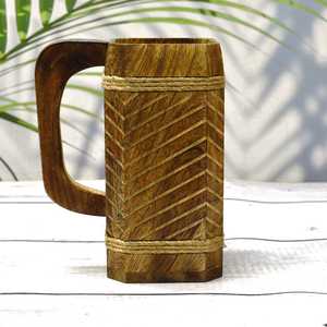 Jarra de Cerveza de Madera Hecha a Mano, Jarra Vikinga Rústica, Regalo para Padrinos de Boda, Regalo para Papá, Taza Medieval de Madera - Product Image 5