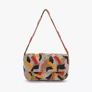 Handmade Beaded Clutch Bag Rectangular Shape <b>Ivory</b> Color Party Purse Embroidery Crafts Textile Material - Product Image 3