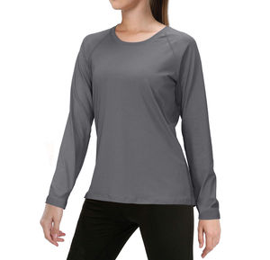 T-shirt à manches longues col rond orange en coton/fibre de bambou respirant à séchage rapide, tricoté, coupe classique, couleur unie, décontracté pour homme - Product Image 3