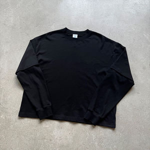 Camisetas HSI Trendy ODM de algodón de doble capa de 280 g/m², manga larga, estilo urbano, con logo personalizado, corte holgado y extragrande. - Product Image 6