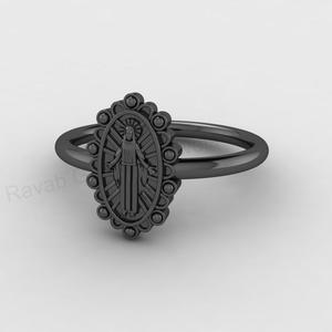 Anillo de la Medalla Milagrosa de la Virgen María, chapado en oro de 18k sobre plata 925, joyería religiosa católica, regalo espiritual para mujeres, más vendido. - Product Image 4