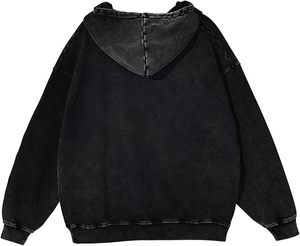 Sweat-shirt à capuche en molleton noir pour homme, avec poche avant, 100% coton, coupe ample, style streetwear - Product Image 4
