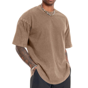 T-shirt décontracté délavé à l'acide, dernière tendance, pour hommes grandes tailles, en coton, plusieurs couleurs, coupe oversize, style vintage, service OEM - Product Image 2