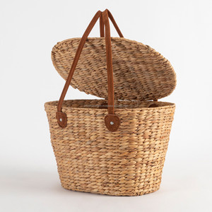 Best Selling Woven <b>Storage</b> <b>Basket</b> with Handle Hyacinth Picnic <b>Basket</b> Picnic Gift Box for an Intimate Park or Beach Lunch - Product Image 4