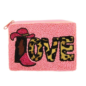 Porte-monnaie personnalisés avec logo imprimé en typographie, motif dessin animé classique, broderie artisanale de perles de rocaille, uniques et brodés de perles - Product Image 2