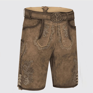 Shorts Lederhosen traditionnels bavarois pour hommes, 100 % polyester satiné, taille mi-haute, fermeture boutonnée, séchage rapide, anti-plis, imperméables, élégants - Product Image 2