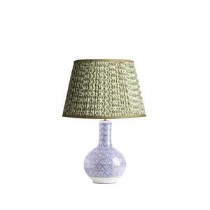 Handcrafted Blue Bone Inlay Table Lantern with Floral Pattern Luxury Tiered <b>Square</b> Decorative Bedside <b>Lamp</b> with Fabric <b>Shade</b> - Product Image 3