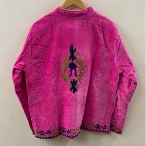 Top Trendy Winter Jacket Velvet Suzani Cropped Bohemian <b>Coat</b> with Floral Embroidery for Festivals or Casual Wear - Product Image 2