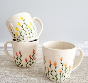 ชุดแก้วกาแฟเซรามิคลายดอกไม้เพ้นท์มือสีสันสดใส เคลือบเงา พร้อมหูจับถนัดมือ เหมาะสำหรับชา กาแฟ หรือเป็นของขวัญ - Product Image 6