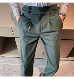 Pantalon de Costume Homme Slim Taille Haute Rayé Style Britannique pour Affaires, Soirées, Mariages et Cérémonies – Collection Automne - Product Image 4