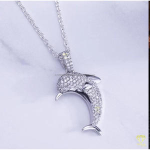 Premium Moissanite Diamond Dolphin Pendant In 925 Sterling Silver Bling Fashion Jewelry Necklace For Men Women - Product Image 6