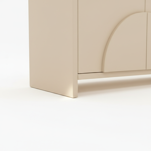 Aparador de Madera Moderno Semicircular con Panel de Media Luna, Mueble de Almacenamiento de Madera con Panel de Arco de 4 Puertas, Diseño de Arco Moderno - Product Image 5