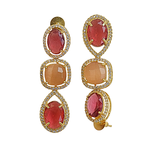 Boucles d'oreilles pendantes goutte d'eau en zircone style Bohème, plaqué or 18 carats, laiton, bijoux fantaisie, pierres colorées, design unique - Product Image 5