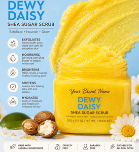 OEM Private Label Dewy Daisy Shea Sugar <b>Scrub</b> Natural Exfoliating & Moisturizing <b>Body</b> Polish with Shea Butter Bulk Wholesale - Product Image 3