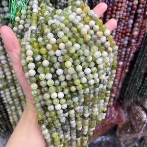 Perles rondes en jade vert serpentine naturel, pierres précieuses énergétiques pour bracelet, collier, bijoux DIY, lot en vrac - Product Image 4