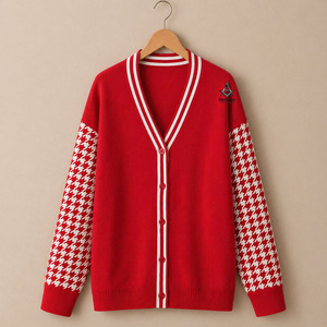 HMR Women's Customized Logo Delta Sigma Long Sleeve Loose Fit Top New Style Knit Neck <b>Cardigan</b> for <b>Spring</b> Early Summer Autumn - Product Image 1