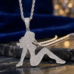 Iced Out Hip Hop Charm Pendant 925 <b>Sterling</b> <b>Silver</b> Moissanite Custom <b>Necklace</b> for Children Women & Unisex - Product Image 1