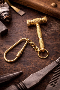 Brass Hammer Keychain <b>Mini</b> Gavel Keychain Solid Brass Tool <b>Keyring</b> Handmade Vintage Key Holder Gift for Lawyer Judge Carpenter - Product Image 5