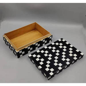AL MALIK CRAFT Wooden Storage <b>Box</b> Rectangular Gray White <b>Floral</b> Inlay Pattern Jewelry Organizers Necklace Ring Cosmetic 0-1L AMC - Product Image 2