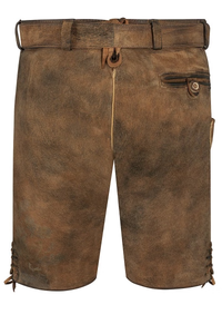 Shorts bavarois en cuir pour hommes, marron, motif floral brodé, taille haute, style vintage, pantalon traditionnel Trachten - Product Image 4