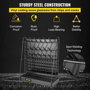 Séchoir à verre en fil d'acier noir à 90 chevilles Support mural détachable/support de verrerie de laboratoire sur pied Cadre de nettoyage pour l'école - Product Image 4