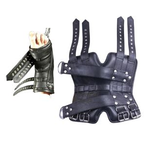 Ensemble de menottes et de bracelets de cheville en cuir de vachette avec connecteur croisé - Product Image 1