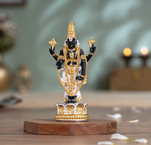 Handmade 24k Gold Silver Plated Tirupati Balaji Venkateswara Idol <b>Religious</b> <b>Statue</b> Tabletop Multi-piece Home Decor Wedding - Product Image 5