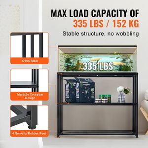 Soporte de acuario negro de 40 galones, pies antideslizantes, capacidad de carga de 335 libras para tanque de reptiles de peces, Tortuga de acero de 36,5x18,5x29,5 pulgadas - Product Image 3