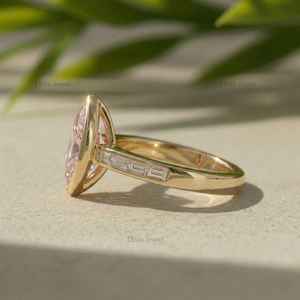 Anillo de compromiso de oro macizo de 14 quilates con diamante rosa talla marquesa de 2.01 quilates cultivado en laboratorio y certificado por IGI para mujer, ideal para fiestas y ocasiones especiales. - Product Image 2