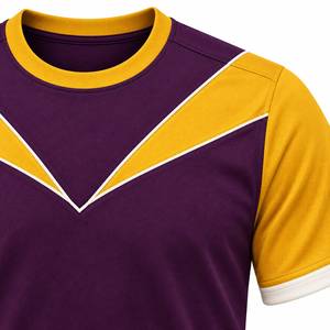 Camiseta Deportiva de Manga Corta Estampada para Hombre, con Bloques de Color Geométricos Dorados, Cuello Redondo, Secado Rápido, Ecológica, Transpirable, 100% - Product Image 4