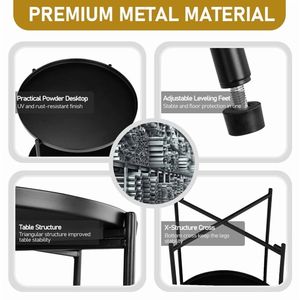 2-Tier Outdoor Metal Round <b>Side</b> Table with Removable Tray Weather Resistant End Table for Patio - Product Image 4