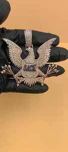 Colgante de Plata de Ley 925 con Diamantes de Moissanita Iced Out, Diseño Águila Americana y Armas, Estilo Hip Hop para Hombre, Joyería de Moda para Raperos - Product Image 3