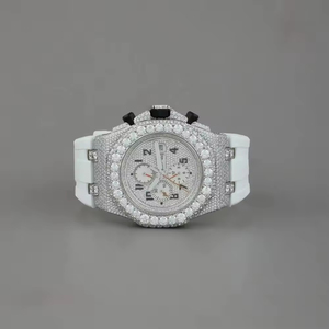 Reloj de Lujo con Función de Moda, Oro Blanco, Unisex, Acero Inoxidable, Movimiento de Cuarzo Moissanite, Calibre ETA, 41 mm, Estilo Hip Hop, Correa de 20 mm - Product Image 2