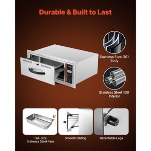 Calentador de Alimentos Eléctrico Comercial de Acero Inoxidable con un Solo Cajón, Instalación Integrada, Gabinete Calentador 85 - Product Image 5