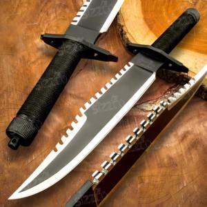 Cuchillo Bowie de Supervivencia Estilo Rambo 2, Hecho a Mano con Acero D2, para Caza y Camping, con Funda de Cuero, el Mejor Regalo - Product Image 1