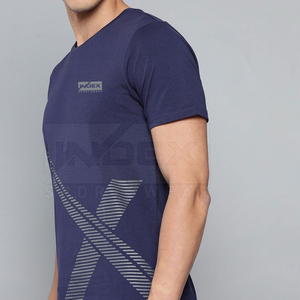Camiseta de Manga Corta para Hombre INDEX, Color Azul Marino, Cuello Redondo, Patrón Geométrico, Secado Rápido, Corte Ajustado, Tejido Deportivo - Product Image 2