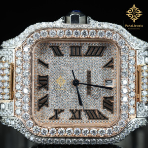 นาฬิกาเพชรหรู Pahal Jewels ทรงสี่เหลี่ยมผืนผ้า สายสแตนเลส สตีล อะนาล็อก ควอตซ์ 34 มม. แฟชั่นสำหรับทุกเพศ - Product Image 5