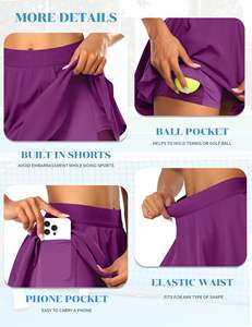 Faldas deportivas de yoga sin costuras de dos piezas con MOQ bajo, pantalones cortos de cintura alta para mujer, falda deportiva de tenis para correr para niñas - Product Image 4