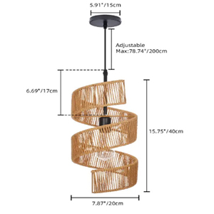 Restaurant Rotating Shape Rope Chandelier Weave Natural Pendant Shade - Product Image 1