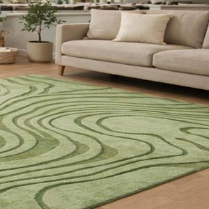 Green Abstract Wave Area Rug Modern Hand Tufted Soft Carpet Large Living Room Bedroom Decorative Indoor <b>Floor</b> Rug Home Decor - Product Image 3