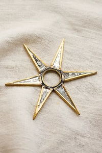 Antique Mirrored <b>Star</b> <b>Candle</b> Cuff Decorative <b>Candle</b> <b>Holder</b> Ring Vintage Metallic <b>Star</b> Accent for Table Centerpiece Home Decor - Product Image 3