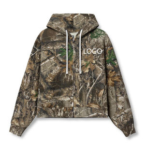 Ensemble survêtement en coton respirant avec logo personnalisé OEM, imprimé camouflage Real Tree par sublimation, sweat à capuche zippé et pantalon de survêtement surdimensionné pour l'hiver - Product Image 2