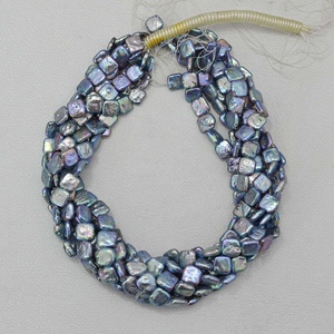 Perles d'eau douce naturelles de couleur bleu-vert de 10 mm et 12 mm, perles plates carrées, brins de perles de qualité supérieure, perles pour bijoux à porter tous les jours - Product Image 1