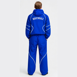 OEM 100% <b>Nylon</b> Hooded Windbreaker 2 Piece Color Block Jacket <b>Jogger</b> Set Waterproof Streetwear Men Tracksuit Wholesale - Product Image 3