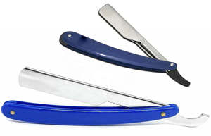 Navaja de Barbero Profesional para Hombre con Mango Recto de Plástico Azul, Herramienta de Afeitado para Salón y Cuidado Personal - Product Image 3