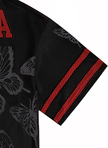 LA Black Mesh American Football Jersey V-Neck Short Sleeve Sublimated Print Front Logo Number 25 Breathable Unisex Apparel - Product Image 4